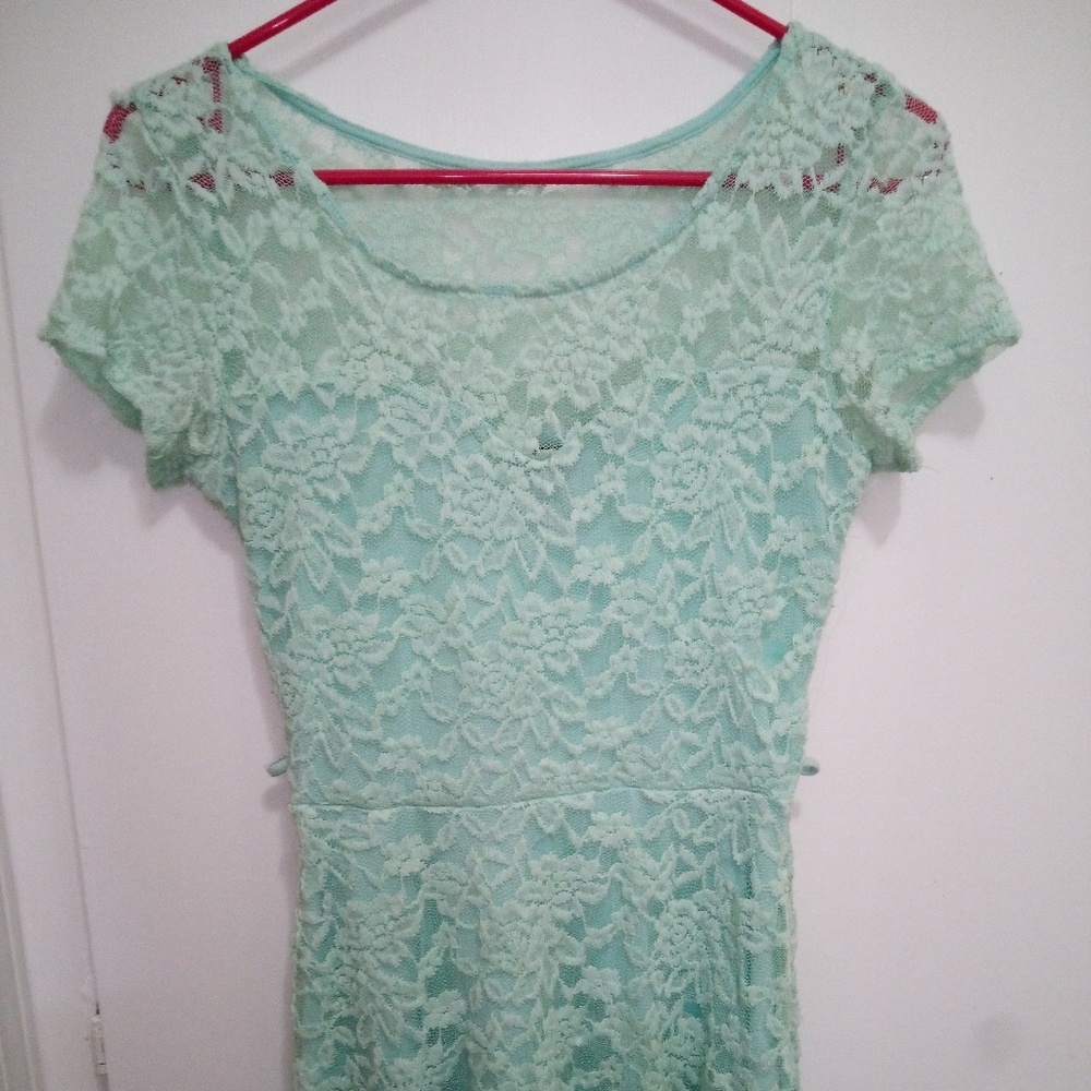 Teal lacey mini dress